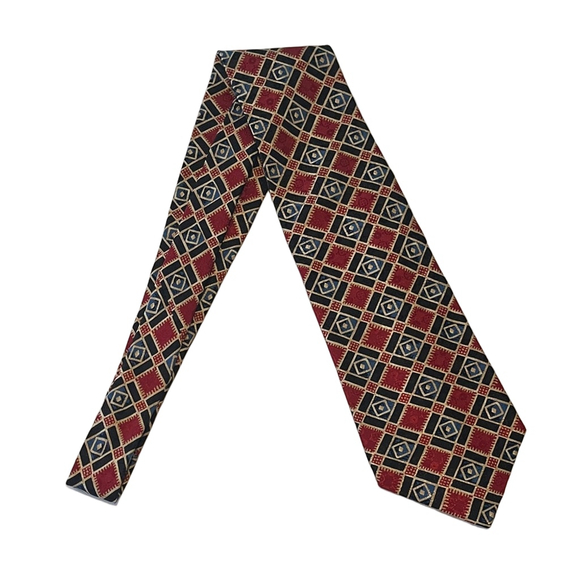 Damon Other - CEO Collection by Damon Red and Blue Geometric Tie